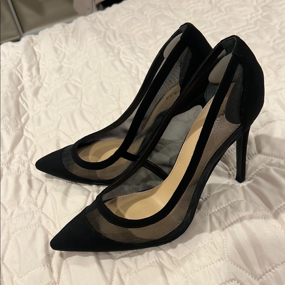 Guess Black Stiletto Heels with Mesh Panels